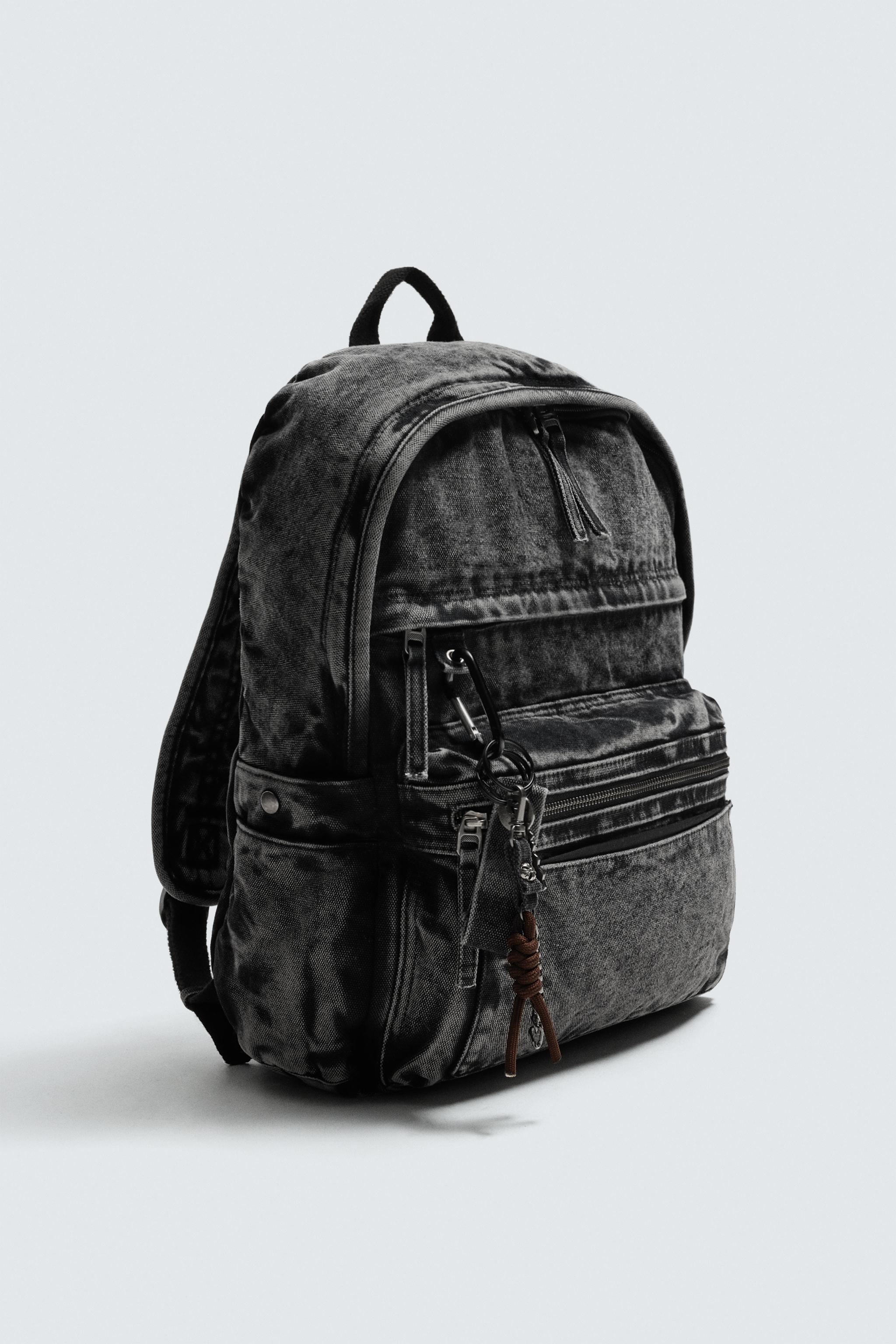 WASHED EFFECT DENIM BACKPACK